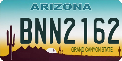AZ license plate BNN2162