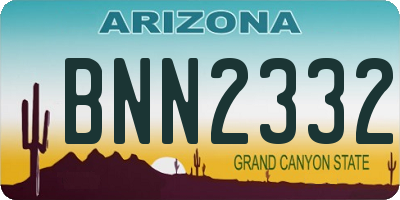 AZ license plate BNN2332