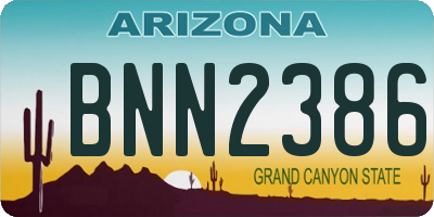AZ license plate BNN2386