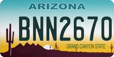 AZ license plate BNN2670