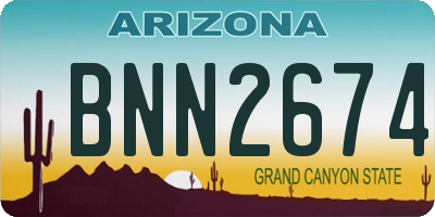 AZ license plate BNN2674