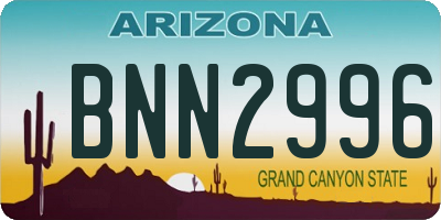 AZ license plate BNN2996