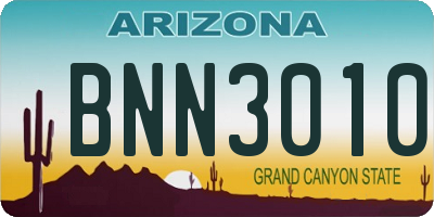AZ license plate BNN3010