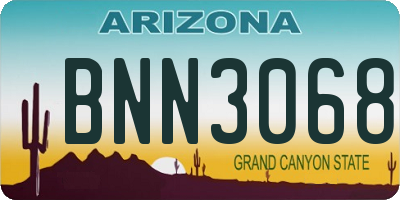 AZ license plate BNN3068