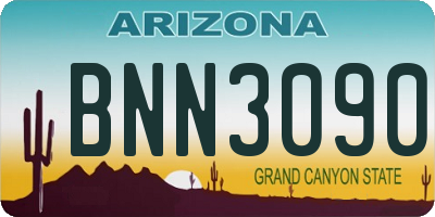 AZ license plate BNN3090