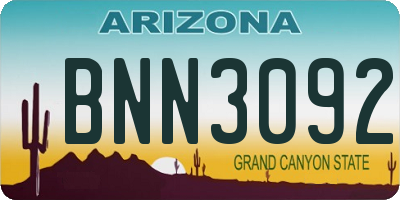 AZ license plate BNN3092