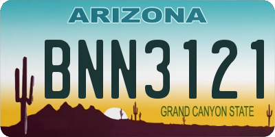 AZ license plate BNN3121