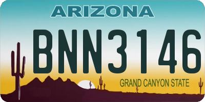 AZ license plate BNN3146