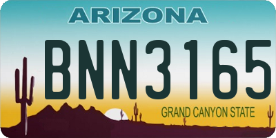 AZ license plate BNN3165