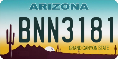 AZ license plate BNN3181