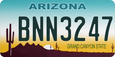 AZ license plate BNN3247