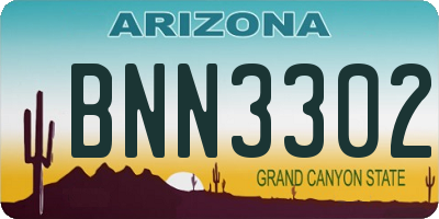 AZ license plate BNN3302