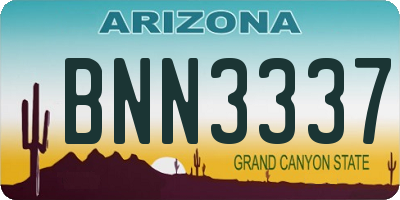 AZ license plate BNN3337