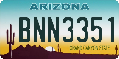 AZ license plate BNN3351
