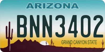 AZ license plate BNN3402