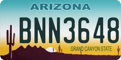 AZ license plate BNN3648