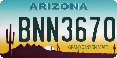 AZ license plate BNN3670