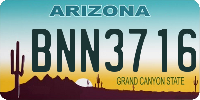 AZ license plate BNN3716