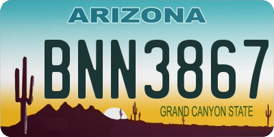 AZ license plate BNN3867