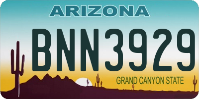 AZ license plate BNN3929