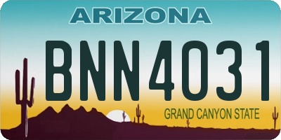 AZ license plate BNN4031