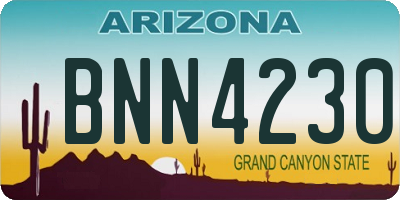 AZ license plate BNN4230
