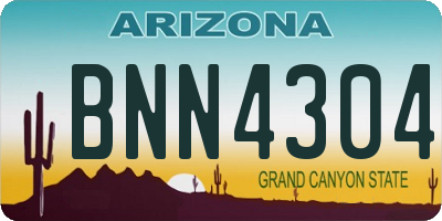 AZ license plate BNN4304