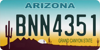 AZ license plate BNN4351