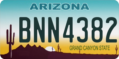 AZ license plate BNN4382