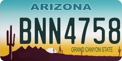 AZ license plate BNN4758