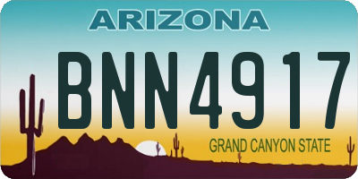 AZ license plate BNN4917