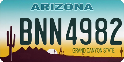 AZ license plate BNN4982