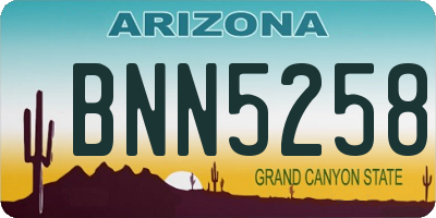 AZ license plate BNN5258
