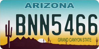 AZ license plate BNN5466