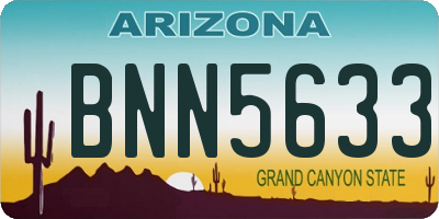 AZ license plate BNN5633