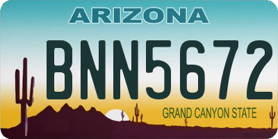 AZ license plate BNN5672
