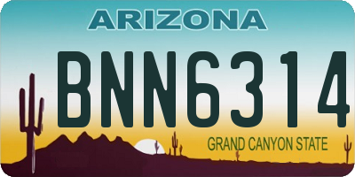 AZ license plate BNN6314