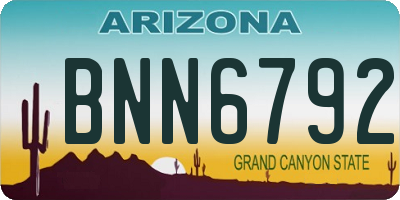 AZ license plate BNN6792