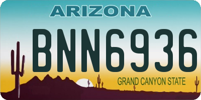 AZ license plate BNN6936