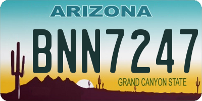 AZ license plate BNN7247