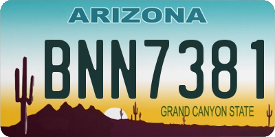 AZ license plate BNN7381