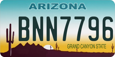 AZ license plate BNN7796