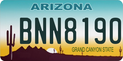 AZ license plate BNN8190
