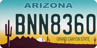 AZ license plate BNN8360
