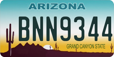 AZ license plate BNN9344