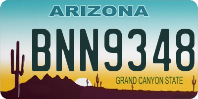 AZ license plate BNN9348