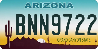 AZ license plate BNN9722