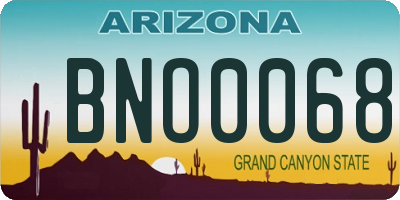 AZ license plate BNO0068