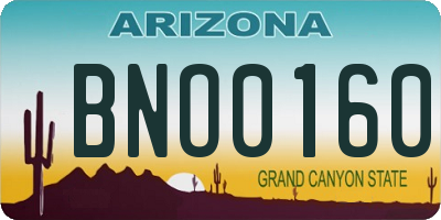 AZ license plate BNO0160