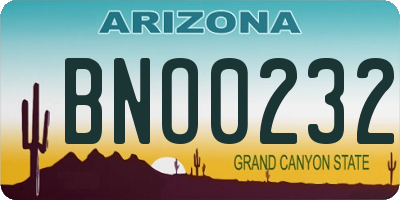 AZ license plate BNO0232
